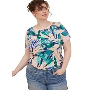 Torrid Palm Print Classic Soft Slub Crew Neck Tee Size‎ 0/LARGE